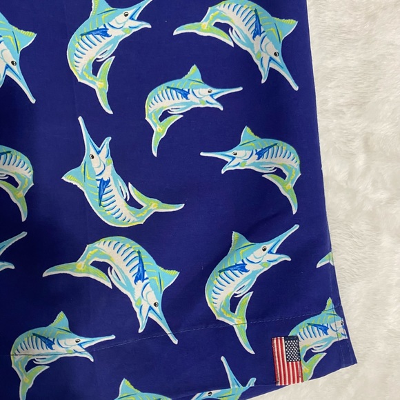 Fish & Tackle Vibrant Blue Marlin Print Swim Shorts - Picture 4 of 8